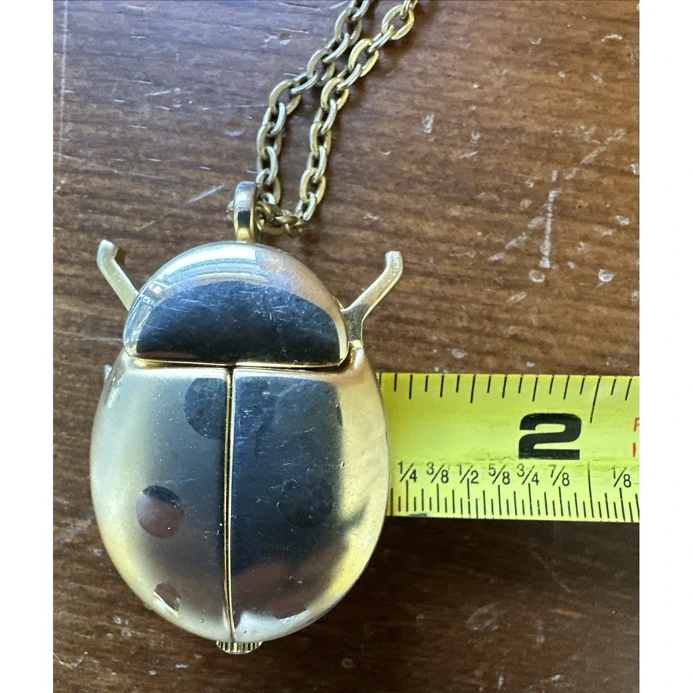 Vtg Sarah Coventry Cicada Ladybug Watch Gold Tone Pendant Chain Necklace READ